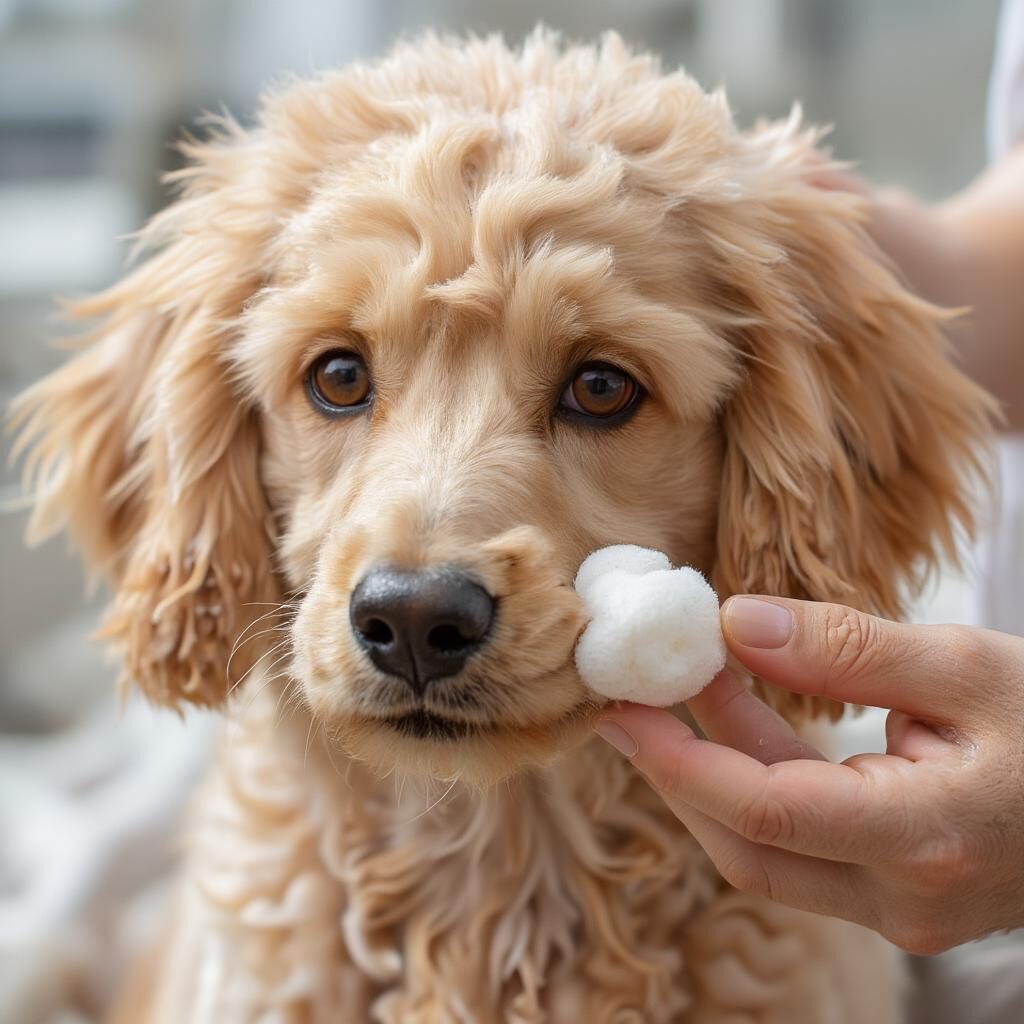 Chăm sóc chó Poodle chảy nước mắt