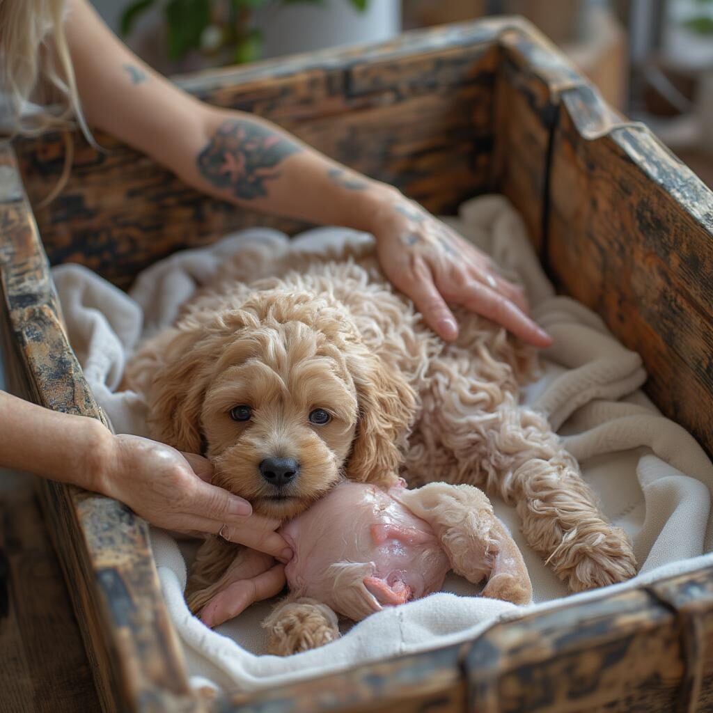 Chó Poodle Đang Đỡ Đẻ Cùng Chủ
