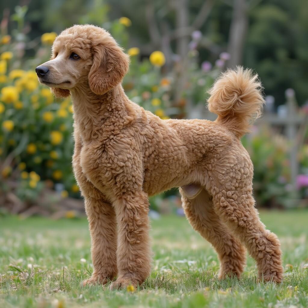 Đặc điểm ngoại hình của chó Poodle thuần chủng: lông xoăn, thân hình cân đối