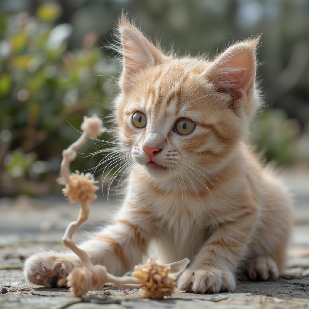 Mèo con đã mở mắt hoàn toàn, đang chơi đùa