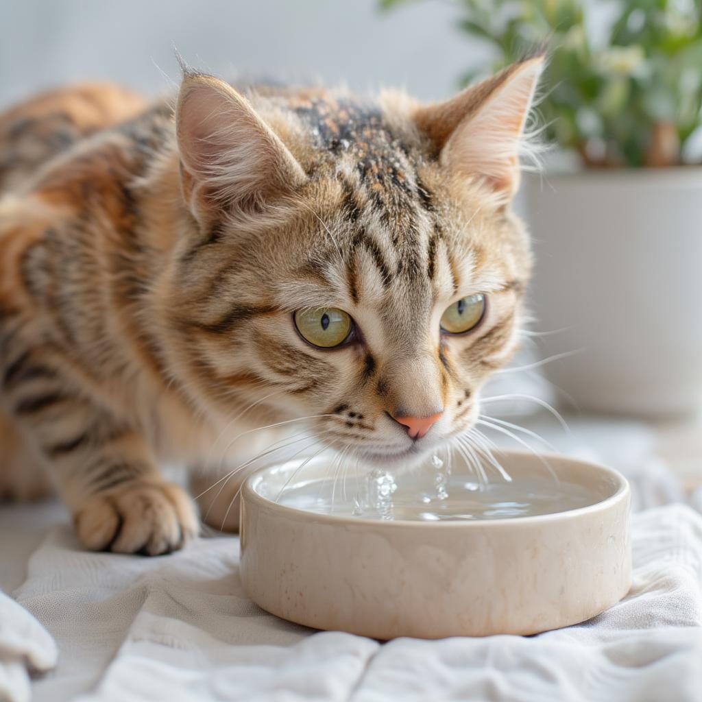 Mèo uống nước trong bát
